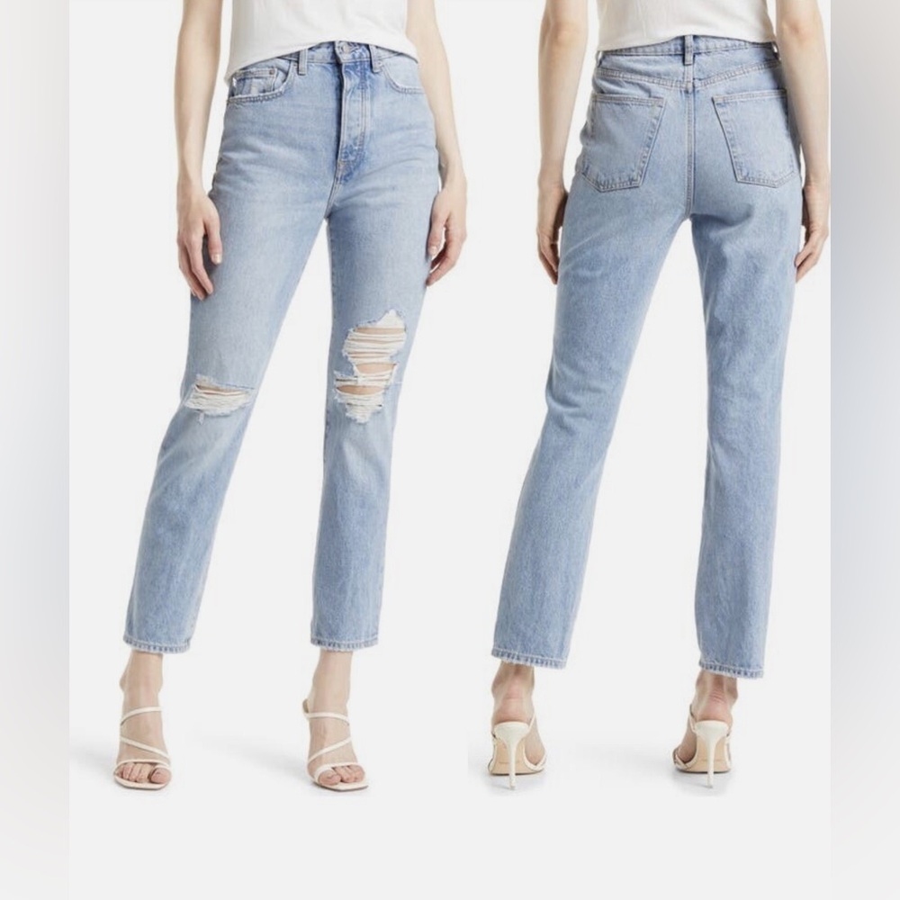 LOVERS + FRIENDS Reece High Rise Rigid Slim Straight Distressed Jeans size 25